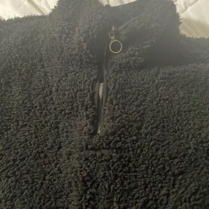 Teddy Sherpa cozy 3/4 zip jacket/top with pockets. Elastic cuffs. High neck.